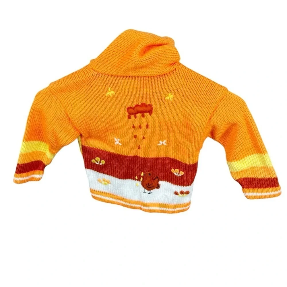 Artesanias INTY Handmade Bright Orange and Yellow Wool Stripe Farm Hoodie